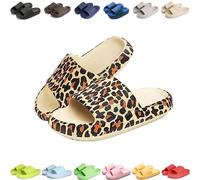 Giltpeak Pummy Original Women's Cosy Slides, Schlappy Cloud Shoes, Super Soft Non-Slip Bathing Shoes for Children Adults, Leopard 1, 9/9.5 UK