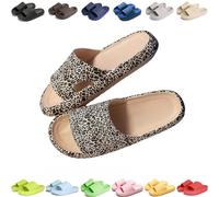 Giltpeak Pummy Original Women's Cosy Slides, Schlappy Cloud Shoes, Super Soft Non-Slip Bathing Shoes for Children Adults, Leopard 2, 9/9.5 UK