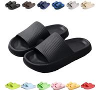 Giltpeak Pummy Original Women's Cosy Slides, Slippers Cloud Shoes Non-Slip Bathing Shoes for Children Adults, black, 11.5/12.5 UK