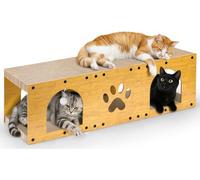 Gimars 100x30x30cm Cat Scratching Board with Playful Ball, Cardboard Cat Tunnel House as Furniture Protector, Scratch Post and Pad, Suitable for Multiple Cats