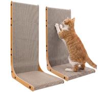 Gimars 2 Pack Cat Scratcher L-Shape, 58cm Cardboard Board for Multi-Cat Household, Vertical Wall Corner Protector & Scratches Pad for Furniture Protection, Indoor, Natural
