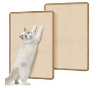 Gimars 2 Pack Cat Scratching Mat, 60 x 40 cm Natural Sisal Cat Scratcher Pad, Non-Slip Couch, Carpet & Wall Protector Guard for Indoor Cats, Beige