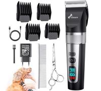 Gimars 3 in 1 Quiet Rechargeable Cordless Electric Dog Grooming Clippers kit, Powerful Pet Shaver Hair Clippers Dog Trimmers Shears Set with Comb Guides Scissors for Thick Hair Dogs Cats Pets Cat