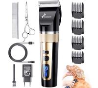 Gimars 3 in 1 Low Noise 7000 RPM Dog Clippers, Cordless Professional Dog Grooming Clippers Kit, Rechargeable Pet Shaver with Comb & Scissors for Dogs, Cats & Horse Thick Hair