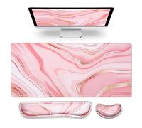 Gimars 3 in 1 Mouse Pad & Keyboard Wrist Rest, Large Gaming Mouse Pad & Keyboard Wrist Rest Pad for Office Home Comfortable Memory Foam