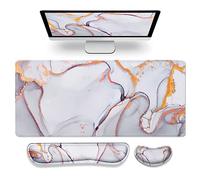 Gimars 3 in 1 XXL Mouse Pad & Keyboard Mouse Wrist Rest Set, 800x300mm Large Memory Foam Mouse Pad Wrist Supports for Typing Pain Relief, Wrist Rests for Gaming Desk Office Home, Golden Cloud