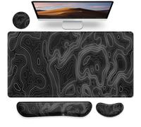 Gimars 3 in1 Mouse Pad and Keyboard Wrist Rest Set, 800x300mm Large Memory Foam Mouse Pad Wrist Supports for Typing Pain Relief, Wrist Rests for Gaming Desk Office Home, Topographic Map