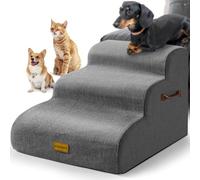Gimars 30D High-Density Foam & Extra-Wide, Stable 3-Step Dog Stairs, 40cm High Pet Stairs with Washable Cover & Non-Slip Base, Portable Ramp for Small Dogs to Sofa, Bed, Couch, Car