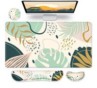 Gimars 4 in 1 XXL Mouse Pad & Keyboard Mouse Wrist Rest Set, 800x300mm Large Memory Foam Mouse Pad Wrist Supports with Coaster for Typing Pain Relief, Gaming Office Home, Morandi Blue