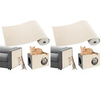 Gimars 40×200cm Thickened Self Adhesive Cat Scratching Mat, DIY Cuttable Climbing Wall Scratch Pad, Anti Scratch Furniture Protector for Sofa, Wall, Floor, Carpet (Beige) (Pack of 2)