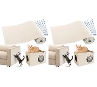 Gimars 40×200cm Thickened Self Adhesive Cat Scratching Mat, DIY Cuttable Climbing Wall Scratch Pad, Anti Scratch Furniture Protector for Sofa, Wall, Floor, Carpet (White) (Pack of 2)