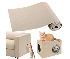Gimars 40×200cm Thickened Self Adhesive Cat Scratching Mat, DIY Cuttable Climbing Wall Scratch Pad, Anti Scratch Furniture Protector for Sofa, Wall, Floor, Carpet (Khaki)