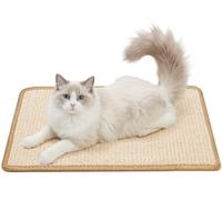 Gimars 50x30cm Sisal Cat Scratching Mat, Self-Adhesive Wall & Furniture Protector with Hook-and-Loop, Non-Slip Densely Woven Sisal Pad for Cats, Easy Install Scratching Guard for Couch & Wall, Beige