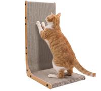 Gimars 58cm Cat Scratcher L-Shape, Vertical Cardboard Cat Scratching Board & Wall Corner Protector, Modern Cat Scratches Pad for Furniture Protection, Indoor Pet Furniture, Natural