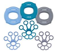 Gimars 6pcs Hand Grip Trainer, Stretchers for Fingers, Strengthening Finger Harness, Hand Training Kit Finger for Aimed Forces Relief Muscle Recovery (Blue/Grey/Green)