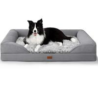 Gimars 9.5 cm Thick Orthopedic Large Dog Bed for Very Large Dogs, Supportive Dog Sofa with 28D Egg-Crate Memory Foam,Removable Washable Plush Cover,Waterproof Inner Cover for Puppy Senior,L-Square