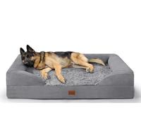 Gimars 9.5cm Thickened Orthopedic Dog Bed for Extra Large Dogs, Supportive XL Dog Bed with Bolster & 28D Egg-Crate Mattress, Waterproof Lining, Washable Plush Cover Dog Sofa Bed for Arthritic Dogs