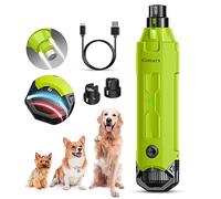 Gimars Adjustable 6 Speeds 12000rpm Dog Nail Sharpener 45dB Double Led-Light Pet Nail Sharpener USB Rechargeable 3 Ports Nail File For Large Medium Small Dog, Green