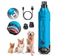Gimars Adjustable 6 Speeds 12000rpm Dog Nail Sharpener 45dB Double Led-Light Pet Nail Sharpener USB Rechargeable 3 Ports Nail File For Large Medium Small Dog, Blue