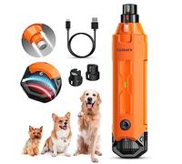Gimars Adjustable 6 Speeds 12000rpm Dog Nail Sharpener 45dB Double Led-Light Pet Nail Sharpener USB Rechargeable 3 Ports Nail File For Large Medium Small Dog, Orange