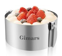 Gimars Adjustable Cake Ring Mould Leak-Proof, Food-Safe Stainless Steel Round Mold for Baking, Cake Baking Ring Mould Cutter for Cooking Crumpets Eggs Pastry Mousse Desserts
