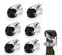 Gimars Champagne Stopper, 6pcs Stainless Steel Wine Bottle Stopper, Leak-Proof Wine Saver Corks Bottle Sealer with Food Grade Silicone, Keeps Wine Fresh