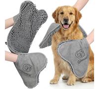 Gimars Chenille Dog Towel with Pockets, 32 x 82 cm, Absorbent and Quick Drying