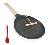 Gimars Crepe Pan, Non Stick Pancake Pan 26cm Dosa Pan Die-cast Aluminium Flat Skillet Griddle with Stay-Cool Handle for Gas Stove and Induction Hob, PFOA Free