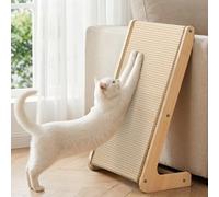 Gimars Dual-Use L-Shaped Sisal Cat Scratcher, 62cm High Solid Wood Cat Scratching Post for Indoor Large Cats, Premium Sisal Pad Protecting Furniture Couch Corner Scratch Pad Ramp