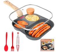 Gimars Egg Frying Pan with Lid, 19cm Nonstick Aluminium Fried Egg Pan, 3 in 1 Pancake Pan Egg Burger Steak for Gas Stove and Induction Hob