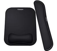Gimars Elongate Smooth Lycra Fabric Ergonomic Mouse Pad Wrist Support, Gel Memory Foam Cushion Set Keyboard Wrist Rest Support, Pain Relieve for Computer, Laptop, Office, School, Home, Gaming, Black