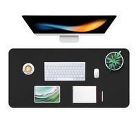 Gimars Extra Large Leather Desk Mat 80x40cm, PU Leather Desk Pad Protector with Suede Base, Non Slip Waterproof Desk Writing & Mouse Mat for Office Laptop Keyboard, Easy Clean Black