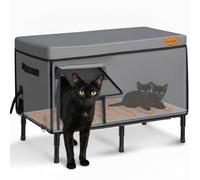 Gimars Large Heated Cat House for Outdoor Cats, Large Winter Shelter with Heating Pad, 5.1" Elevated Waterproof Cat House, Foil-Insulated Warm Cat Bed for Stray & Feral Cats