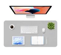 Gimars Leather Desk mat 60 x 35 Large Mouse mat Desk Light Grey PU Leather Desk Pad Protector with Suede Base, Non Slip Waterproof Desk Writing & Mouse Mat for Office Laptop Keyboard