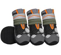 Gimars Pet Dog Shoes, Breathable Mesh Dog Boots with Reflective Straps, Anti-Slip Rugged Sole Paw Protector for Summer Hot Pavement, Walking, 4Pcs - Black & Orange Size 6