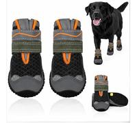 Gimars Pet Dog Shoes, Breathable Mesh Dog Boots with Reflective Straps, Anti-Slip Rugged Sole Paw Protector for Summer Hot Pavement, Walking, 4Pcs - Black & Orange Size 8