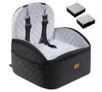 Gimars Reversible Dog Car Seat with Long & Short Plush Seat Cushion for Small/Medium Dogs Up to16kg, Detachable Washable Anti-Slip Dog Booster Seat with 15cm 28D Egg-Crate Foam, Safety Belt,S