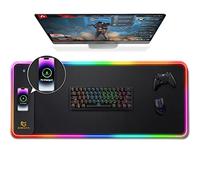 Gimars RGB Gaming Mouse Pad with 15W Wireless Charging, XL Mouse Mat 800x300x4mm, 10 LED Light Modes, Large Mousepad with Premium Smooth Surface, Non-Slip Rubber Base for Gaming MacBook PC Laptop Desk