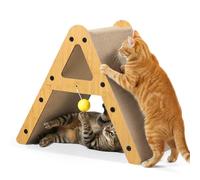 Gimars Thick Cardboard Cat Scratcher A-Shape, 2-in-1 Cat Scratching Board Vertical & Flat, Reversible Double-Sided Cat Scratch Board for Kittens, Supports 10kg, with 2 Toy Balls