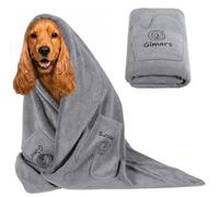 Gimars Thickened Pet Drying Towel with Gloves 140×70cm, 1 Pack, Gray