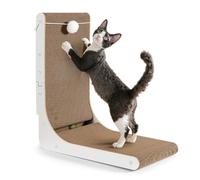 Gimars L Shape 47cm Cat Scratcher, Cat Scratching Board with Plush & Catnip Balls, Large Size Cat Cardboard Scratcher Wall Mounted, Cat Toys for Protecting Furniture