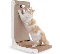 Gimars Thickened L Shape 68cm Cardboard Cat Scratcher with Bell Ball, Cat Scratching Board Wall Mounted, Cat Scratch Pad Toys for Protecting Furniture