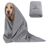 Gimars Thickened Pet Drying Towel with Gloves 140×70cm, 1 Pack, Gray