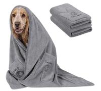 Gimars Thickened Pet Drying Towel with Gloves 90×50cm, 2 Pack, Gray