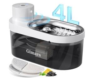 Gimars Ultra Silent BPA Free 4L Wireless Cat Water Fountain for Drinking - 5000mAh, Battery Operated Pet Water Fountain with Motion Sensor, Cordless Water Fountain Dog Bowl