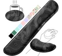 Gimars Enlarge Silky Keyboard Wrist Rest Set, Superfine Fabric Gel Memory Foam Wrist Supports Keyboard and Mouse, Computer Wrist Rests for Typing Pain Relief, Comfort for Office, Gaming, Map