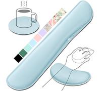 Gimars Upgrade Enlarge Silky Memory Foam Wrist Rest for Computer Keyboard, Mouse, 3 PCS Ergonomic Keyboard Wrist Rest for Typing Pain Relief, Mouse Pad Wrist Support for Office Gaming, Sky Blue