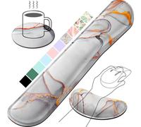 Gimars Upgrade Enlarge Silky Memory Foam Wrist Rest for Computer Keyboard, Mouse, 3 PCS Ergonomic Keyboard Wrist Rest for Typing Pain Relief, Mouse Pad Wrist Support for Office Gaming, Cloud Golden