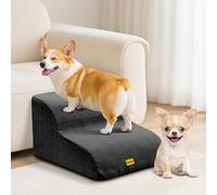 Gimars Upgraded 55CM Long Wide Steps 2 Step Dog Stairs for Small, Medium & Senior Dogs, 30CM High Ramp with 33D High-Density Foam, Linen Cover, Non-Slip Base, Supports 30KG, for Bed & Sofa