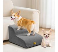 Gimars Upgraded 55CM Long Wide Steps 2 Step Dog Stairs for Small, Medium & Senior Dogs, 30CM High Ramp with 33D High-Density Foam, Linen Cover, Non-Slip Base, Supports 30KG, for Bed & Sofa
